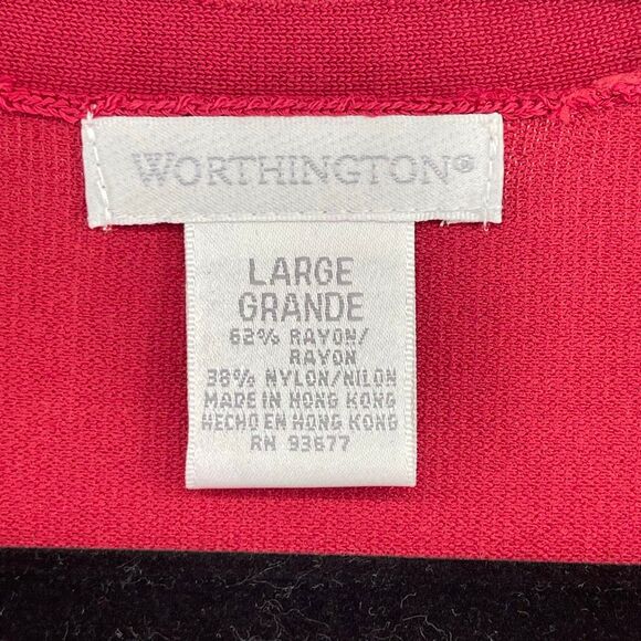 Worthington Women’s Red Knit Rayon Blend V-Neck Button Cardigan Sweater Large - Picture 6 of 12